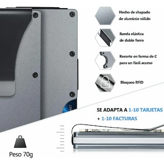 Foto 2 | Foto 2 | Xtellar Cartera Unisex Ultra Delgada De Aluminio Con Tecnología Rfid Y Clip De Billetes