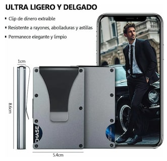 Foto 3 | Foto 3 | Xtellar Cartera Unisex Ultra Delgada De Aluminio Con Tecnología Rfid Y Clip De Billetes