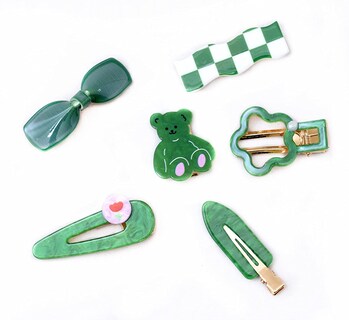 Foto 5 | Foto 5 | Juego De Horquillas Huoguo Flequillos Laterales Simples Retro Verdes (6 Unidades) - Venta Internacional.
