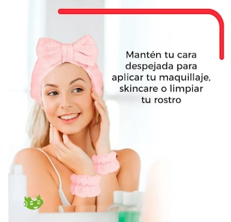 Foto 2 | Foto 2 | Kit Xtellar Diadema Y Muñequeras Skincare Maquillaje Mascarilla Rosa