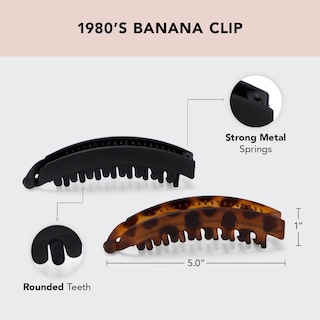 Foto 2 | Foto 2 | Pinzas Para Cabello Grueso, Estilo Kitsch Banana, Para Mujer, 2 Unidades (negras Y Tortuga) - Venta Internacional.