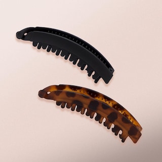 Foto 6 | Foto 6 | Pinzas Para Cabello Grueso, Estilo Kitsch Banana, Para Mujer, 2 Unidades (negras Y Tortuga) - Venta Internacional.