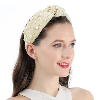 Foto 1 | Foto 1 | Diademas De Tela Para Mujer Diadema Con Nudo Y Perlas - Venta Internacional.