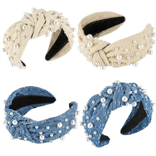 Foto 2 | Foto 2 | Diademas De Tela Para Mujer Diadema Con Nudo Y Perlas - Venta Internacional.