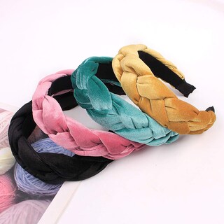 Foto 4 | Foto 4 | Diademas Huoguo De Terciopelo Ancho Trenzado Para Mujer 4 Piezas - Venta Internacional.