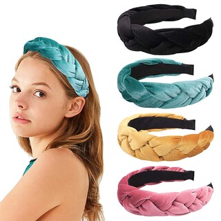 Foto 5 | Foto 5 | Diademas Huoguo De Terciopelo Ancho Trenzado Para Mujer 4 Piezas - Venta Internacional.