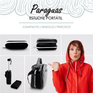 Foto 8 | Foto 8 | Paraguas De Bolsillo Con Estuche En Color Negro