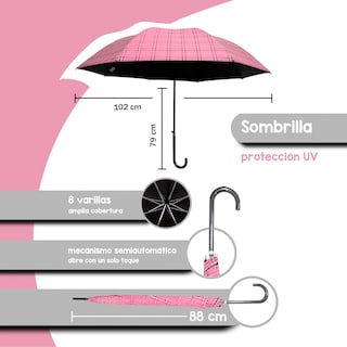 Foto 4 | Foto 4 | Sombrilla Semiautomática Importadora La Merced Mango Curvo color Rosa