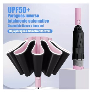 Foto 2 | Foto 2 | Paraguas Automático Belug Extragrande 105 cm Reforzado 10 Varillas Rosa-Negro