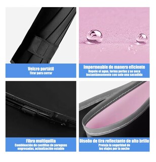 Foto 5 | Foto 5 | Paraguas Automático Belug Extragrande 105 cm Reforzado 10 Varillas Rosa-Negro