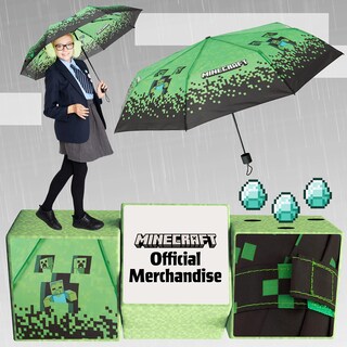 Foto 3 | Foto 3 | Paraguas Minecraft Kids Con Forma De Cúpula Transparente Plegable, Color Negro Y Verde - Venta Internacional.
