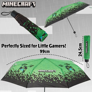 Foto 5 | Foto 5 | Paraguas Minecraft Kids Con Forma De Cúpula Transparente Plegable, Color Negro Y Verde - Venta Internacional.