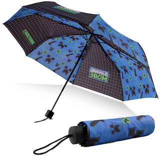Foto 1 | Foto 1 | Paraguas Minecraft Kids Con Forma De Cúpula Transparente Plegable, Color Negro Y Azul - Venta Internacional.