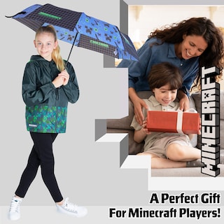 Foto 3 | Foto 3 | Paraguas Minecraft Kids Con Forma De Cúpula Transparente Plegable, Color Negro Y Azul - Venta Internacional.