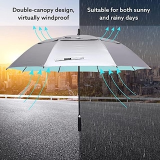 Foto 7 | Foto 7 | Paraguas De Golf G4free Con Protección Uv De 120 Cm De Diámetro, Color Plateado Y Azul - Venta Internacional.