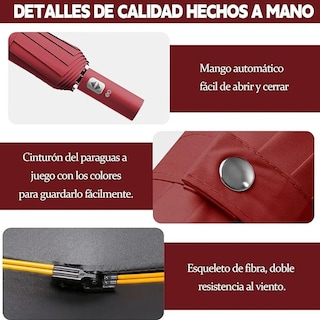 Foto 3 | Foto 3 | Paraguas Sombrilla Protección Uv Automático Eo Safe Imports Esi-19669 Rojo