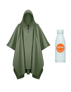 Foto 1 | Foto 1 | Poncho Impermeable Para Lluvia Portátil Unisex Verde Obscuro + Gratis Termo Güish De Regalo