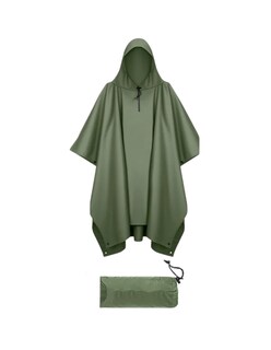 Foto 3 | Foto 3 | Poncho Impermeable Para Lluvia Portátil Unisex Verde Obscuro + Gratis Termo Güish De Regalo