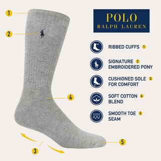 Foto 2 | Foto 2 | Calcetines Polo Ralph Lauren Classic Sport Solid Para Hombre, 6 Pares, Negros