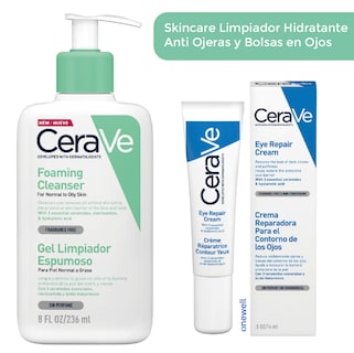 Foto 1 | Foto 1 | Kit Facial Hidratante Y Anti Ojeras Cerave : Gel Limpiador Espumoso Y Crema Contorno De Ojos Para Hidratación