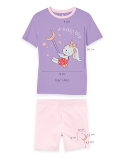 Foto 1 | Foto 1 | Pijama Niña Million Hands  Lila Morado Y Rosa Claro Playera Short Conejo