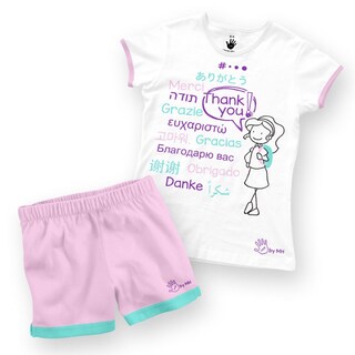 Foto 1 | Foto 1 | Pijama Niña Million Hands Niña Blanca Con Rosa Playera Short Gracias