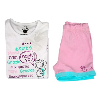 Foto 2 | Foto 2 | Pijama Niña Million Hands Niña Blanca Con Rosa Playera Short Gracias