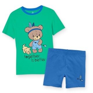 Foto 1 | Foto 1 | Pijama Niña Million Hands Verde Esmeralda Con Azul Rey Playera Short Osito