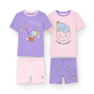 Foto 1 | Foto 1 | Pijama Niña Million Hands Rosa Claro Y Lila Morado Playera Short Elefante