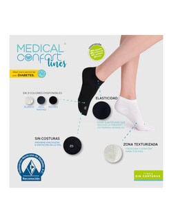 Foto 6 | Foto 6 | Calcetines Para Diabéticos Medical Confort Altura Corta Color Blanco 3 Pares