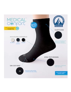 Foto 6 | Foto 6 | Calcetines Para Diabéticos Medical Confort Altura Media Color Blanco 3 Pares