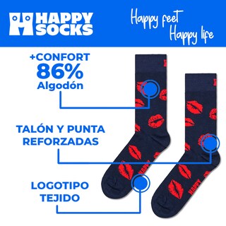 Foto 4 | Foto 4 | Calcetines Happy Socks Diseño Labios Kisses Multicolor Unisex
