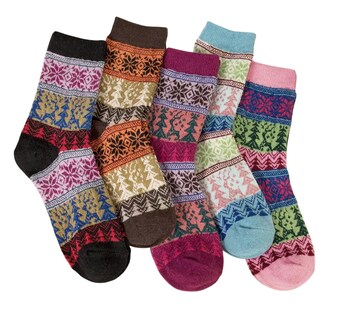 Foto 1 | Foto 1 | Calcetines De Mujer Termicos Lana Suaves Estampados 5 Pares Colores