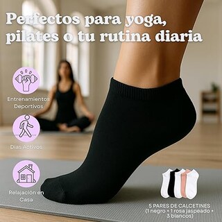 Foto 3 | Foto 3 | Pack 5 Pares Calcetines Bajos Para Mujer Ultra Suaves | Corte Bajo Invisible | Tacto Sedoso Tipo Nube ROSA/BLANCO/NEGRO