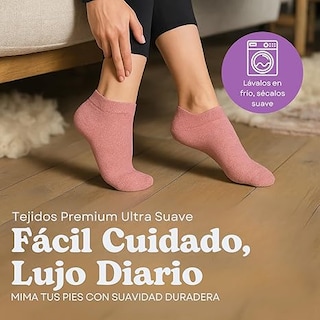 Foto 7 | Foto 7 | Pack 5 Pares Calcetines Bajos Para Mujer Ultra Suaves | Corte Bajo Invisible | Tacto Sedoso Tipo Nube ROSA/BLANCO/NEGRO