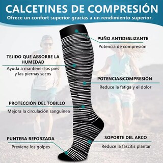 Foto 2 | Foto 2 | Set 6pares Medias Compresion Calcetas Alivia Varices Circulación Eo Safe Imports Esi-15333 Multicolor