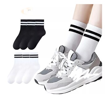 Foto 4 | Foto 4 | Calcetas Unisex De Algodón Calcetines Deportivos 6 Pares, 3 Negros 3 Blancos 22.5mx-27mx