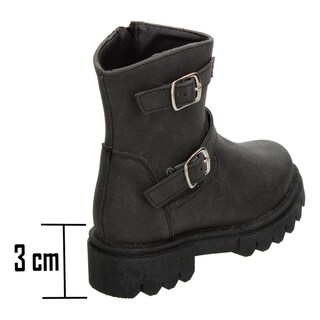 Foto 3 | Foto 3 | Bota Casual Niña Jakuna Negro Doble Hebilla Tacón 3cm Urbano Negro