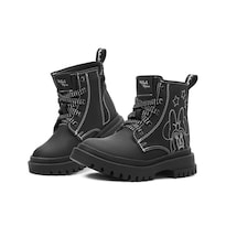 Bota Para Niña Minnie Mouse Negro Moda Suela Chunky Negro