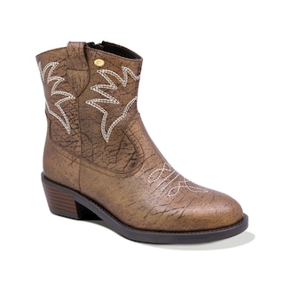 Foto 1 | Foto 1 | Botines Coqueta Para Niña De Piel Color Bronce Mirta Con Diseño Western