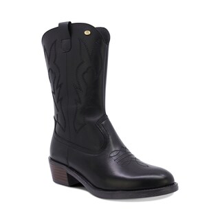 Foto 1 | Foto 1 | Botas Coqueta Para Niña De Piel Color Negro Mirta Con Diseño Western Y Bordado Tono A Tono