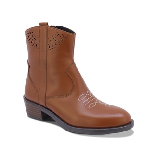 Foto 1 | Foto 1 | Botines Coqueta Para Niña De Piel Color Miel Mirta Con Diseño Western Y Detalles Calados