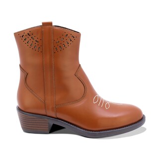 Foto 2 | Foto 2 | Botines Coqueta Para Niña De Piel Color Miel Mirta Con Diseño Western Y Detalles Calados