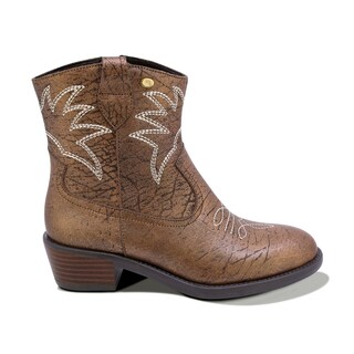 Foto 2 | Foto 2 | Botines Coqueta Para Niña De Piel Color Bronce Mirta Con Diseño Western