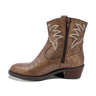 Foto 5 | Foto 5 | Botines Coqueta Para Niña De Piel Color Bronce Mirta Con Diseño Western