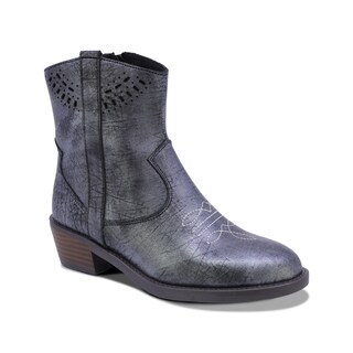 Foto 1 | Foto 1 | Botines Coqueta Para Niña De Piel Color Gris Metálico Mirta Con Diseño Western Y Detalles Calados