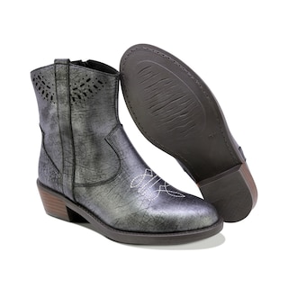Foto 6 | Foto 6 | Botines Coqueta Para Niña De Piel Color Gris Metálico Mirta Con Diseño Western Y Detalles Calados
