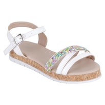 Sandalias Exterior Piel Vegana Color Blanco Para Niña De Rbbasics