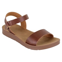 Sandalias Exterior Piel Vegana Color Café Para Niña De Rbbasics