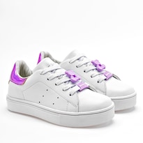 Moramora Tenis Urbano Para Niña Blanco Lila Cod.132566